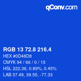 カラーコード: RGB 13 72.8 216.4 | qconv.com
