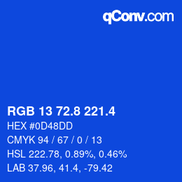 カラーコード: RGB 13 72.8 221.4 | qconv.com