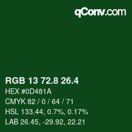 カラーコード: RGB 13 72.8 26.4 | qconv.com