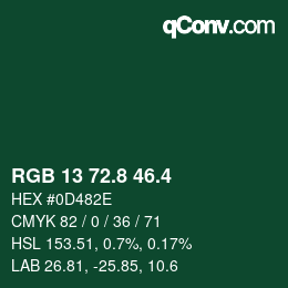 カラーコード: RGB 13 72.8 46.4 | qconv.com