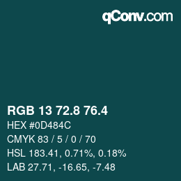 カラーコード: RGB 13 72.8 76.4 | qconv.com