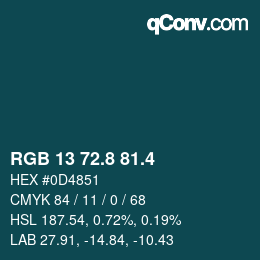 カラーコード: RGB 13 72.8 81.4 | qconv.com