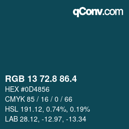 カラーコード: RGB 13 72.8 86.4 | qconv.com