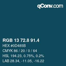 カラーコード: RGB 13 72.8 91.4 | qconv.com