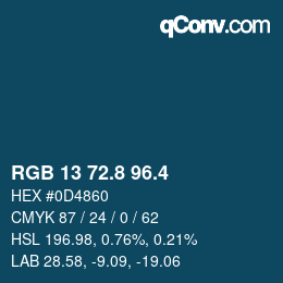 カラーコード: RGB 13 72.8 96.4 | qconv.com