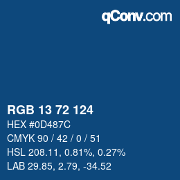 Color code: RGB 13 72 124 | qconv.com