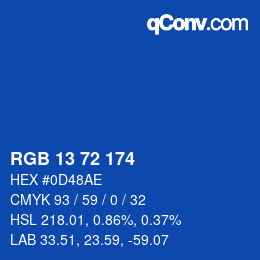 Color code: RGB 13 72 174 | qconv.com