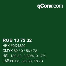 Color code: RGB 13 72 32 | qconv.com