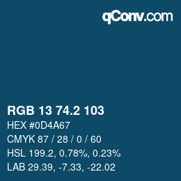 カラーコード: RGB 13 74.2 103 | qconv.com