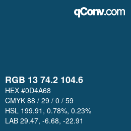 カラーコード: RGB 13 74.2 104.6 | qconv.com