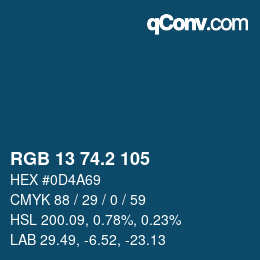 カラーコード: RGB 13 74.2 105 | qconv.com