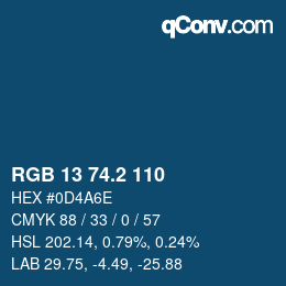カラーコード: RGB 13 74.2 110 | qconv.com