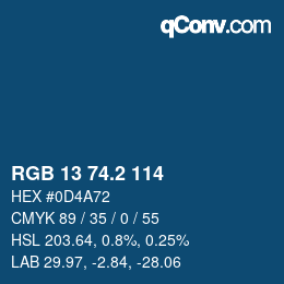 カラーコード: RGB 13 74.2 114 | qconv.com