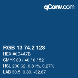 カラーコード: RGB 13 74.2 123 | qconv.com