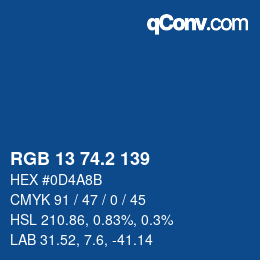 カラーコード: RGB 13 74.2 139 | qconv.com