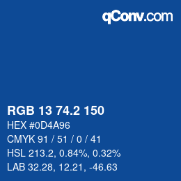 カラーコード: RGB 13 74.2 150 | qconv.com