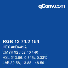 カラーコード: RGB 13 74.2 154 | qconv.com