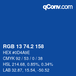 カラーコード: RGB 13 74.2 158 | qconv.com