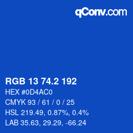 カラーコード: RGB 13 74.2 192 | qconv.com