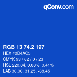 カラーコード: RGB 13 74.2 197 | qconv.com
