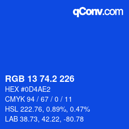 カラーコード: RGB 13 74.2 226 | qconv.com