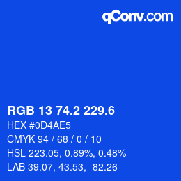 カラーコード: RGB 13 74.2 229.6 | qconv.com