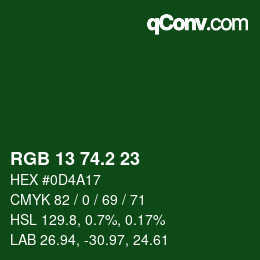 カラーコード: RGB 13 74.2 23 | qconv.com