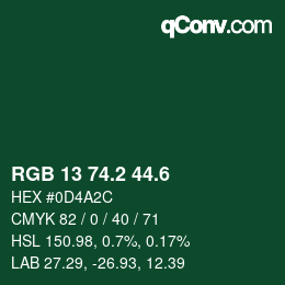 カラーコード: RGB 13 74.2 44.6 | qconv.com