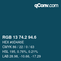 カラーコード: RGB 13 74.2 94.6 | qconv.com