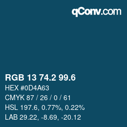 カラーコード: RGB 13 74.2 99.6 | qconv.com