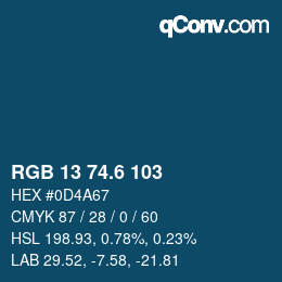 カラーコード: RGB 13 74.6 103 | qconv.com