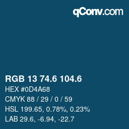 カラーコード: RGB 13 74.6 104.6 | qconv.com