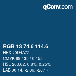 カラーコード: RGB 13 74.6 114.6 | qconv.com
