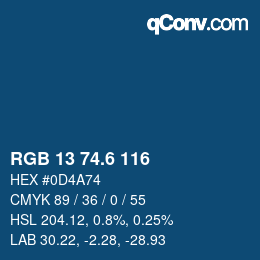 カラーコード: RGB 13 74.6 116 | qconv.com
