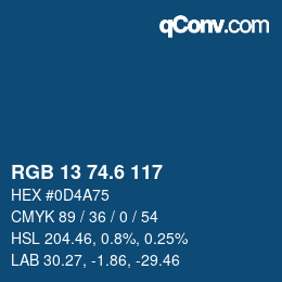カラーコード: RGB 13 74.6 117 | qconv.com