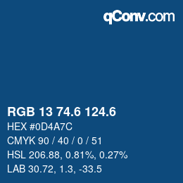 カラーコード: RGB 13 74.6 124.6 | qconv.com