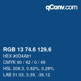 カラーコード: RGB 13 74.6 129.6 | qconv.com