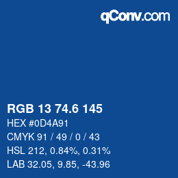 カラーコード: RGB 13 74.6 145 | qconv.com