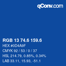 カラーコード: RGB 13 74.6 159.6 | qconv.com