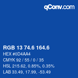 カラーコード: RGB 13 74.6 164.6 | qconv.com