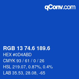 カラーコード: RGB 13 74.6 189.6 | qconv.com