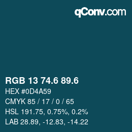 カラーコード: RGB 13 74.6 89.6 | qconv.com