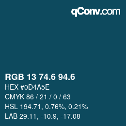 カラーコード: RGB 13 74.6 94.6 | qconv.com