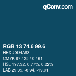 カラーコード: RGB 13 74.6 99.6 | qconv.com