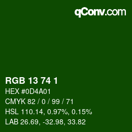 Color code: RGB 13 74 1 | qconv.com