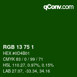 Color code: RGB 13 75 1 | qconv.com