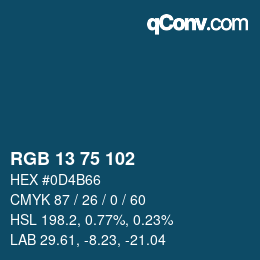 カラーコード: RGB 13 75 102 | qconv.com