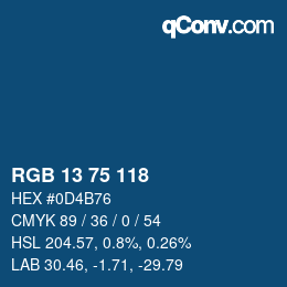 カラーコード: RGB 13 75 118 | qconv.com