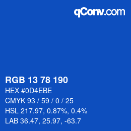 Color code: RGB 13 78 190 | qconv.com