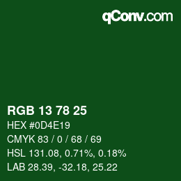 Color code: RGB 13 78 25 | qconv.com